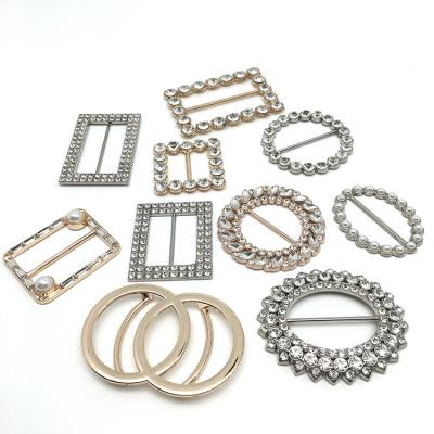 China New High Quality Buckle Metal Accessories Bead Crystal Rhinestone Buckle Connector For Clothes And Bags Belt Charm Ladies Buckle for sale