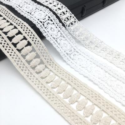 China Factory wholesale high quality 100% water soluble fashion cotton lace trim for apparel and home textile decorative trim for sale