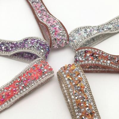 China Hot New Sale Flatback Fashion Garment Decoration Copper Hot Fix Rhinestone Trim Chain Trim For Garment Etc. shoe for sale