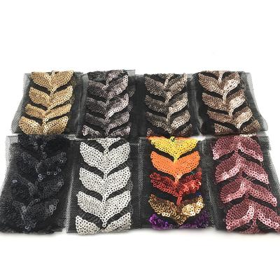 China 2021 Viable Wholesale Fashion Embroidery Matte Sequins Leaf Pattern Clothing Hot Sale High Quality Skirt Decoration for sale