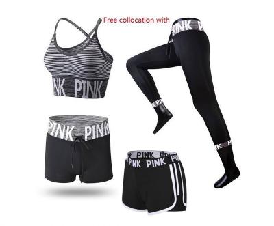 China Wholesale QUICK DRY female gym suit female gym alphabet sports underwear suit spot working bra three-piece for sale