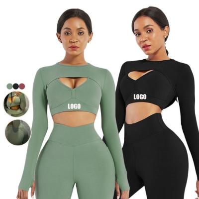 China 2022 Breathable Custom Logo 2Pc Yoga Set Spring Yoga Suit Sport Wear Seamless High Fitness Short Sleeve Yoga Pants Set Two Piece Waist Set for sale