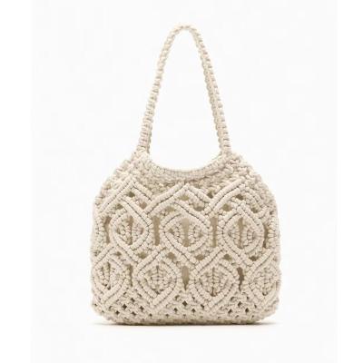 China Fashion Straw Woven Travel Shopping Commuting Tote Beach Bag With Cotton Rope for sale