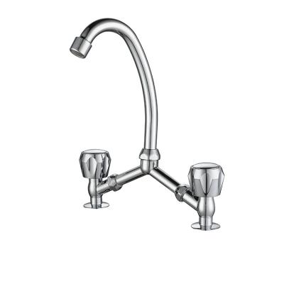 China Factory Price Two Handles Modern Deck Mounted Kitchen Faucet Zinc Alloy Faucets for sale