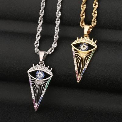 China Lead Free High Quality Colored Nickel/Zircon Inlaid With Turkish Devil's Eye Lady's Necklace The Beautiful for sale