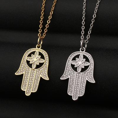 China Nickelez/Fatima Hand high quality lead-free micro-inlaid necklace ladies personality gift simple style for sale