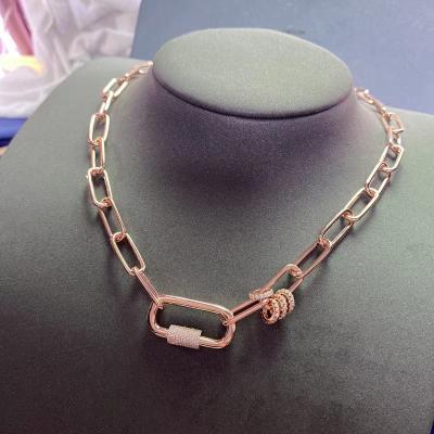 China Clavicle necklace hip-hop vintage 925 chain silver female lock trend couples, European and American men and women for sale