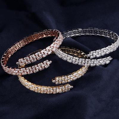 China Nickel / European and American lead-free zircon fashion women's bracelet Korean open zircon bracelet factory direct sales for sale