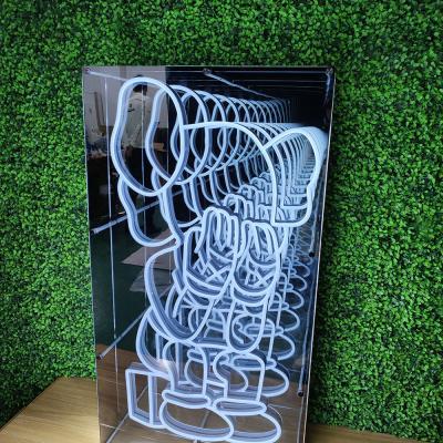 China OUX Buildings No Moq Design Free Drop Shipping Mirror 3d Magic Infinity Multilayer Custom Neon Sign Custom Neon Mirror for sale