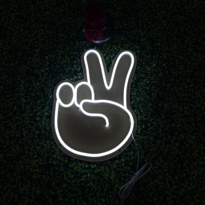 China Luminous high quality dropshipping PEACE FINGERS NEON SIGN building customs lead flexible neon strip light 12v for sale