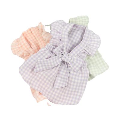 China 2022 New Viable Pet Skirt Plaid Bow Princess Skirt Cat And Dog Clothes for sale