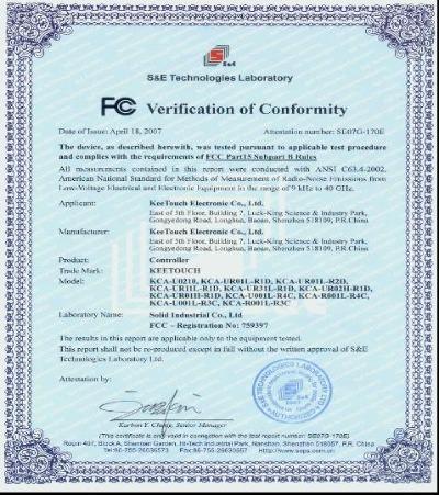 FCC - KeeTouch Co., Ltd.