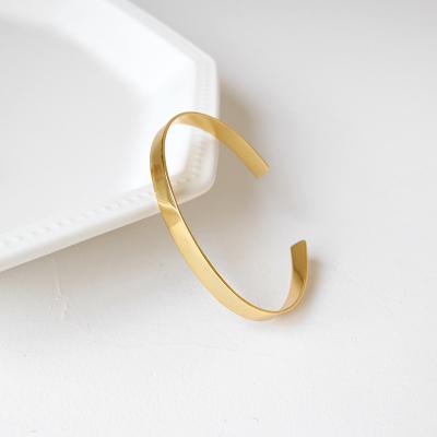 China New Fashion Jewelry Student 925 Sterling Silver Fashion Good Minimalism Gold Open Bangle Bracelets for sale