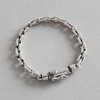 China Best Selling Beautiful Simple 925 Sterling Silver Vintage Men's Chain Bracelet for sale