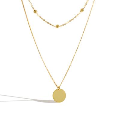 China CLASSIC New Design Layered Necklace Gold Plated Wafer Coin 925 Sterling Silver Necklace Jewelry For Women for sale