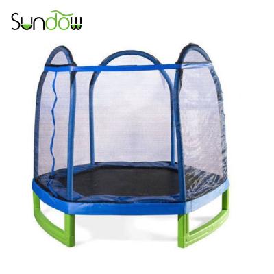 China ALLOY STEEL 7ft Hexagon Trampoline With Safe Enclosure Net For Child for sale