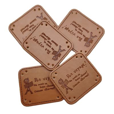 China CLOTHING Handmade Leather Patch For Clothing PU Handmade Leather Label With French Tour Handmade Label for sale