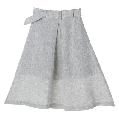 China Breathable Fashion Yarn Canvas Squishy Dye With Belt And Stripe Solid Women's Skirt For Career Or Casual for sale