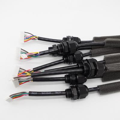 China Customized Waterproof Ip68 Electronic Cable Gland Connector PG9 PG7 To JST 8 PIN Foam Wiring Harnesses for sale