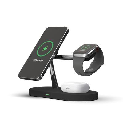 China 3 in 1 Wireless Charger for iPhone Watch and Airpods Dropshipping Qi Wireless Charger 3 in 1 Wireless Charger Charging Stand for iPhone AirPods Apple Watch Black White for sale