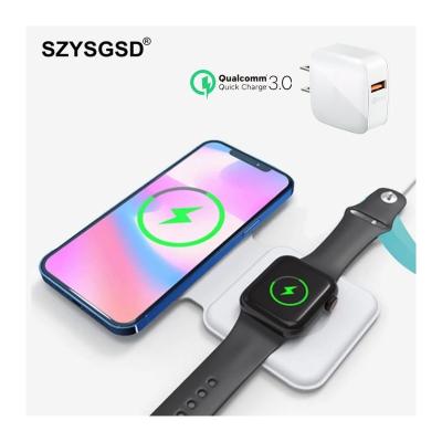 China Wireless Charging+Magnetic Attraction Newcomers 2 In 1 15w Dual Qi Wireless Magnetic Mobile Phone Home Charger for sale