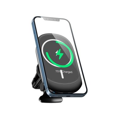 China Hot Sale 15w Strong Magnetic Fast Magnetic Car Charger Magnetic Attraction Wireless Charger Mount For Iphone 12 for sale