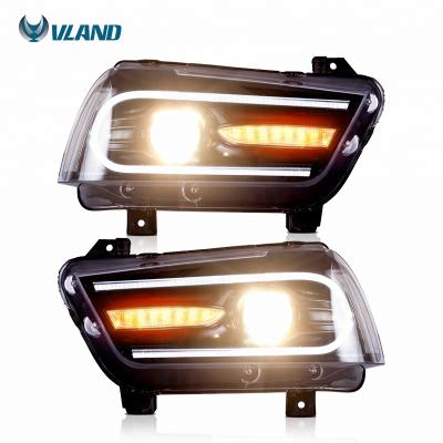 China Automotive Industry VLAND LED DRL Headlights For 2011-2014 Charger Indicator Front Lamps Dual Beam Headlight Assembly Sequential Model 2015 for sale