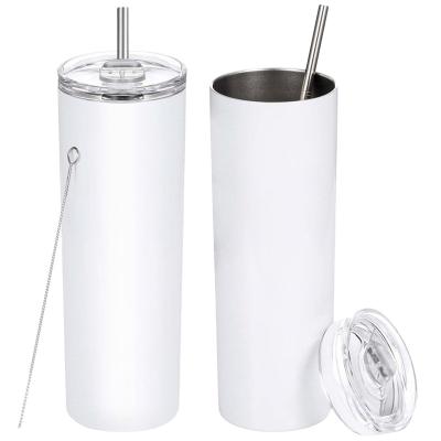 China Leak Proof Lid And Straw 20oz Viable Plastic White Lean Straight Sublimation Tumbler Coffee Mug For Lady for sale