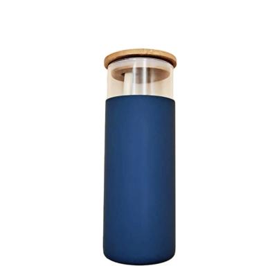 China 2020 Trends Sustainable Eco Friendly Bamboo Lid Glass Bottle With Straw For Tumbler for sale