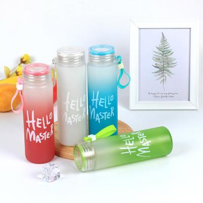 China Custom Viable Colorful Fashionable Empty Portable Gradient BPA Free Glass Water Bottle for sale