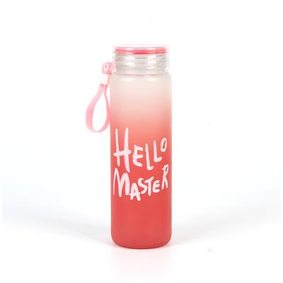 China Sustainable Fashionable Colorful Frosted Drinking Glass Water Bottles For Outdoor Travel Creativity for sale