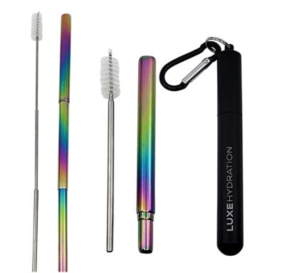 China Sustainable Hot Sale Metal Amazon Stainless Steel Reusable 18/8 Eco Friendly Drinking Straws Kits With Brush Bag Pouch for sale