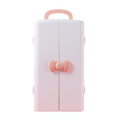 China Hot Sale Double Door Stored With Butterfly Lock Large Capacity Cute Makeup Kit Box Organizer for sale