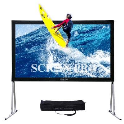 China 16:9 inch view screen pro 110 fold projection screen box projector screen portable fast easy carry matte white rear for sale