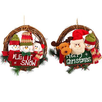 China Like the Picture Hot Selling Christmas Decoration Christmas Rattan Braids Garlands Door Hanging Ornaments for sale