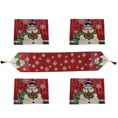 China Wholesale Embroidery Santa Table Cloth European Christmas Decoration Christmas Table Runner and Place Cloth Mat for sale