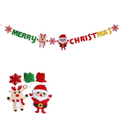 China Non-woven Barber Shop Amazon Hot Sale Santa Claus Merry Christmas Paper Hanging Decoration Banner for sale