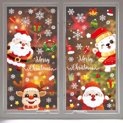 China 2022 Waterproof Hot Sale Santa Clause Elf Christmas Wall Decorations Christmas Window Decor Stickers for sale