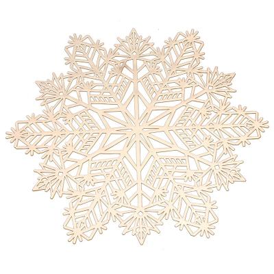 China Wholesale Stocked Glitter PVC Snowflake Place Mat Christmas Snowflake Table Place Mat for sale