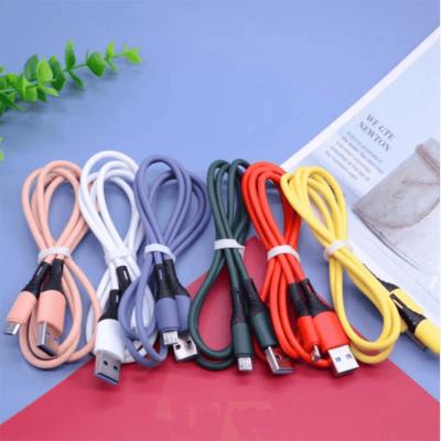 China Mobile Phone High Quality And Multiple Colors Can Be Customized Soft Silicone 1m Micro USB Cable For iPhone Android SamsungHigh for sale