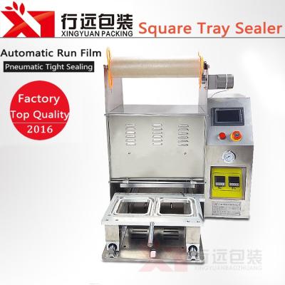 China Semi Automatic Beverage Table Top Stainless Steel Sandwich Tray Sealing Machine for sale