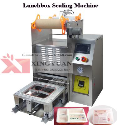 China Semi Automatic Beverage Food Table Top Plastic Film Tray Sealing Machine 2 Or 4 Part for sale