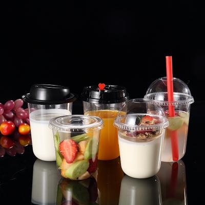 China 16oz Custom Single Wall PET U Shape Disposable Plastic Milk 500ml Bubble Tea Cups With Lid for sale