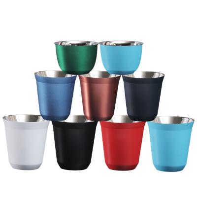 China 80ml Viable Mini Coffee Cup Italy Small 160ml Stainless Steel Insulated Espresso Cup for sale