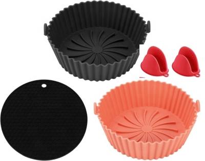 China DNG Sustainable Reusable Silicone Pot Basket Liner For Air Fryer Liners Insert Pot Silicone Premium Pot Sets Mold Trays Pad 8.5 Inch for sale