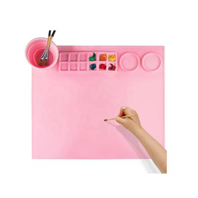 China Viable Kids Craft Mat for Painting Non-Stick Mat Popular Painting Table Coloring Drawing Silicone Craft Mat with Cup Cleaning Silicone for sale