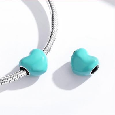 China 925 Sterling Silver Heart Charms Bright Color Enamel Love Heart Metal Bead For Making Jewelry LC1100252 for sale