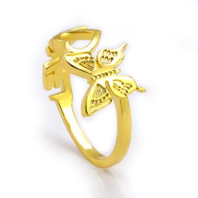 China Couples Ring Metal Hollow Heart Love Butterfly Ring For Unisex Wholesale China Factory Tasty Copper CLASSIC Copper for sale