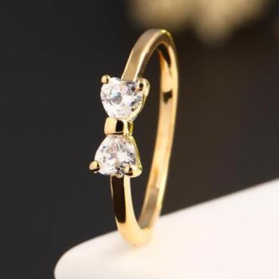 China CLASSIC Wholesale Hot Sale Gold Plated Fashion Minimalist Crystal Cubic Zircon Bow Knot Tasty Butterfly Ring For Women for sale