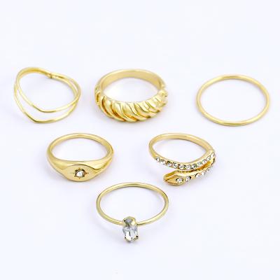 China Gold Plated Minimalist Creative Hot Sale CLASSIC Double Sided Geometric Snake Ring Set Gemstone Bezel Wave Wire Jewelry for sale